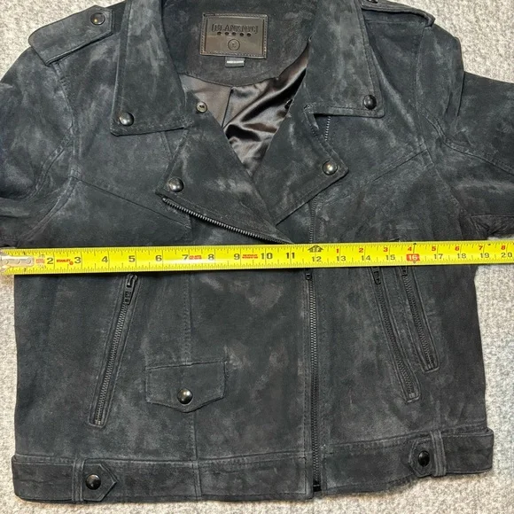 Blank NYC Women’s Suede Moto Jacket Asymmetrical Zip Soft Black Onyx Size L - Picture 10 of 14